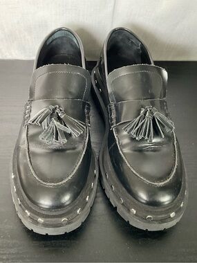 Free People Black Tassel Chunky Stud Loafers